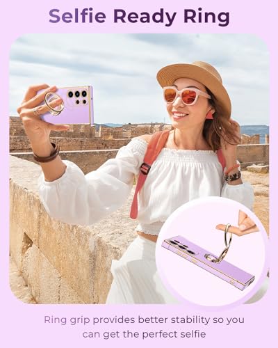 Image of XYZ for Galaxy S26 Ultra Case with Stand, for Samsung Galaxy S26 Ultra Case with Double Ring Kickstand, Women Girls Cute Love-Heart Bling Luxury Protective Phone Case for Samsung S26 Ultra, Purple