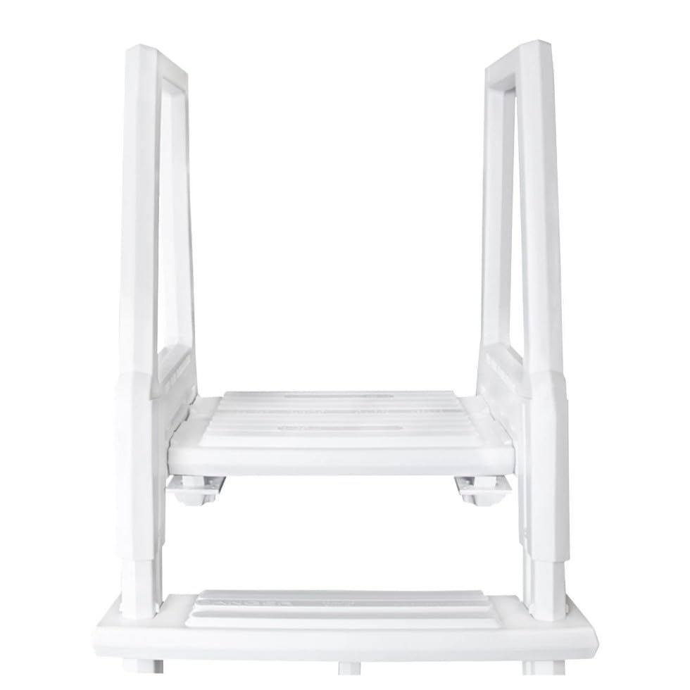 Escalera para piscina blanca resistente de resina - 77 pulg alto miniatura 4