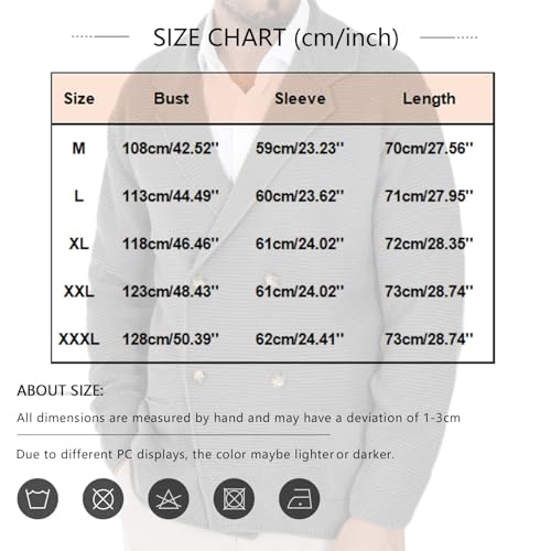 ADHOWBEW Cardigan Men with Pockets V Neck Winter Warm Long Sleeve Shawl Collar Casual Button Down Soft Knitted Sweater Coat3