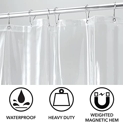 Mdesign Vinyl Waterproof Shower Curtain Liner With Weighted Magnetic Hems And Heavy Duty Metal Grommets For Bathroom - 72" X 72" - 2 Pack - Clear #TOP5