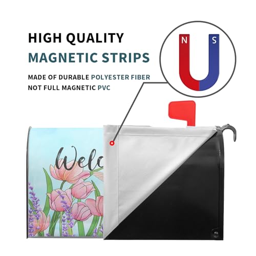 Image of Spring Summer Colorful Flowers Mailbox Covers Magnetic Standard Size 18 inchx21 inch Spring Butterfly Floral Magnetic Mailbox Cover Wildflowers Mailbox Wraps Post Letter Box Cover Decor for Home Garden Yard