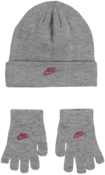 Nike Girls' Beanie & Gloves 2 Piece Set (Dark Grey Heather) One Size Fits All (7-16)