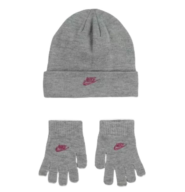 Nike Girls' Beanie & Gloves 2 Piece Set (Dark Grey Heather) One Size Fits All (7-16)