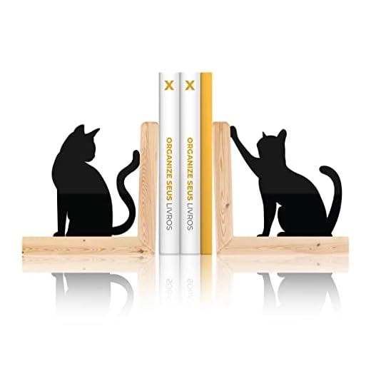 Porta Livros Organizador em Madeira - Gatos