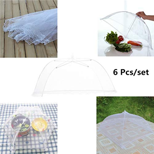 Yardwe 6 Unidades de Malha Dobrável Capa de Comida Guarda-Chuva Barraca de Comida Capa de Comida Dob