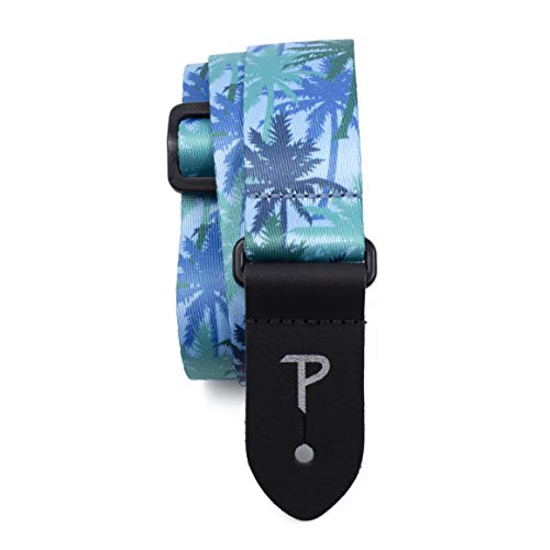P Perri's Leathers Ltd. Guitar Strap, Blue Palm Trees (Uklpcp-7092) #TOP2
