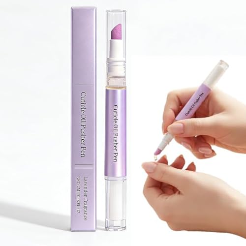 2-in-1 Cuticle Oil Pusher Pen Nail Cuticle Pen Applicator Natural Nail Strengthener & Growth Treatment Cuticles Remover Pens for Dry Damaged Nails Hangnails Moisturize Strengthen Brighten