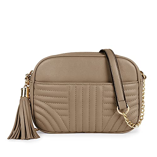Image of EVVE Quilted Crossbody Bags for Women - Stylish Camera Bag with Tassel - Lightweight Medium Size Shoulder Purse