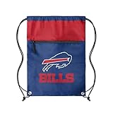 FOCO NFL Officially Licensed Unisex Team Color Football Primary Logo Wordmark Drawstring Backpack With Zippered Pocket - Buffalo Bills