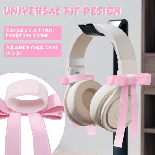 image for huoflame 2 Pack Headphone Bow Accessories - Satin Ribbon Cute Headphon
