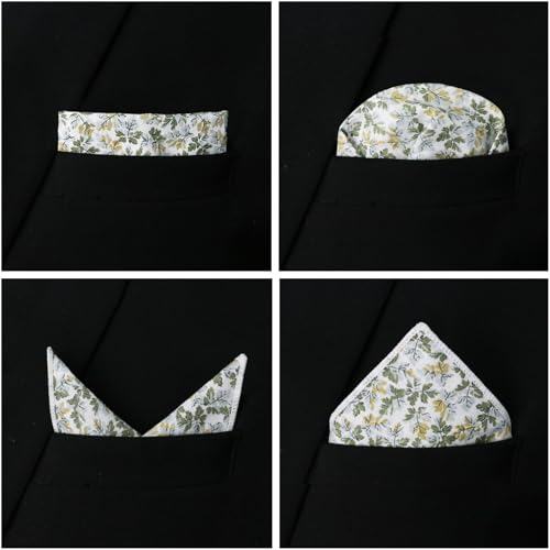 Image of Floral Pocket Squares for Men with Holder Printed Flower Mens Handkerchief Cotton Suit Pocket Hanky for Wedding