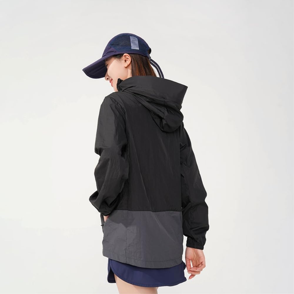 DYRBF - Chaqueta cortavientos unisex impermeable y ligera con capucha, con bolsillos, para senderismo, camping