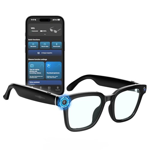sunvito Gafas inteligentes AI con cámara, grabación de vídeo HD 1200P de 8 MP,...