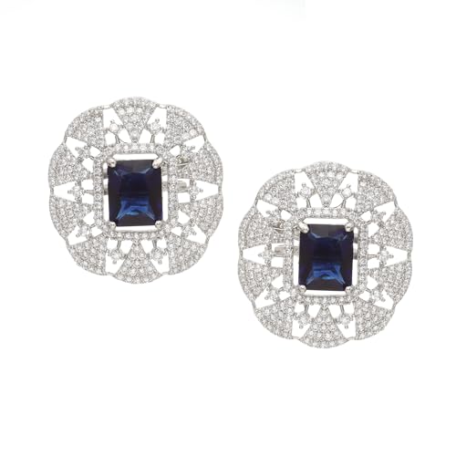 Image of ZENEME Rhodium-Plated American Diamond Studded Tasselled Necklace With Earrings Ring & MaangTikka Jewellery Set For Girls and Women