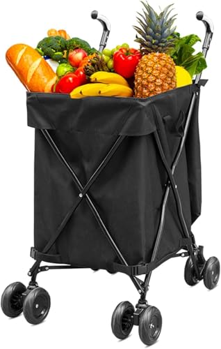 Carrito utilitario plegable con ruedas, carrito de jardín resistente para transportar cajas, cargas al aire libre