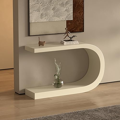 Genérico Consola Moderna Industrial, Mesa Estrecha para Entrada, Sala de Estar, Dormitorio y Oficina. Elegante Mesa de sofá Blanca (100 x 30 cm/39,5 x 12 Pulgadas) Espacios pequeños.