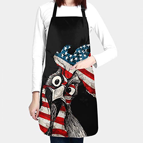 Dzglobal Fashion Apron Funny Chicken Illustration Print Kitchen Chef's Aprons With Adjustable Straps, Cross Back For Home, Artist, Crafting, Restaurant #TOP2