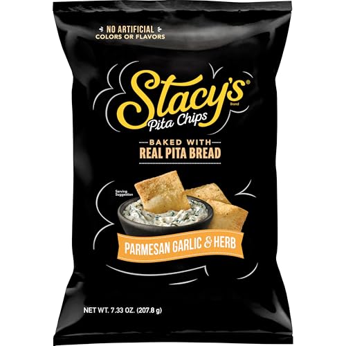 Stacy’s Pita Chips, Parmesan Garlic & Herb, No Artificial Colors or Flavors, 7.33 oz Bag