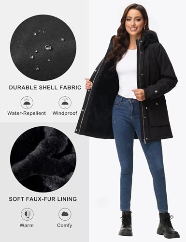ROYAL MATRIX Women's Parka Coat Winter Warm Parka Jacket Fleece Lined Parka Coat Long Winter Coat with Hood4