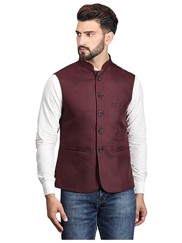 Image of Ethluxis Men's Designer Solid Nehru Jacket /Waist Coat /Bandhgala