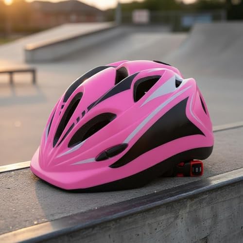 Casco infantil rosa para patinaje y bicicleta con ajuste trasero talla S08 6