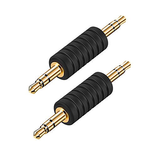 2 Pcs 3.5mm Stereo Jack to Audio 3.5mm Male Adapter Connectors Adapter Coupler for Earphone Headphone Straight Plug in Connector Converter For Bluetooth Receiver AUX PC Laptop MP3 Player Car Extension