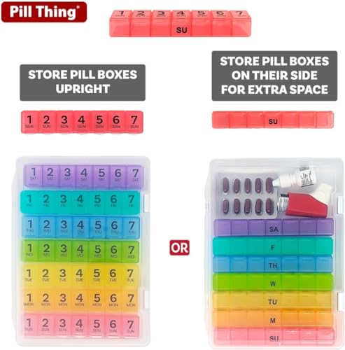 Image of 7 Times a Day Weekly Pill Box Organizer Case, Secure 7X Pillbox with Medication Schedule (7 Time-a-Day 2 Pack)