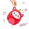 PEACH CAT Strawberry Cat Plush Pillow Cute Strawberry Kitten Stuffed Animal Cat plushie with Strawberry Outerwear for Kids Red 8" #5