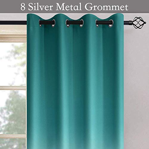 Image of SimpleHome Teal to Grey White Ombre Room Darkening Curtains 72 Inch | Curtains for Living Room,Light Blocking Thick Thermal Insulated Grommet Window Curtains Drapes for Bedroom, 2 Panels,52Wx72L