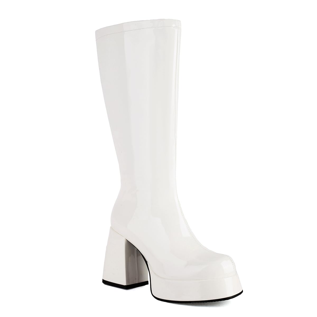 Mujeres Chunky Heel Plataforma Side Zipper GO GO Botas 1960s & 1970s Retro