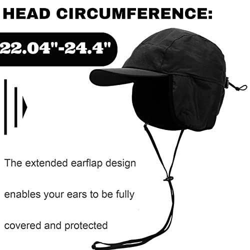 Song Qing Unisex Men's Winter Waterproof Baseball Cap Warm Fleece Lined Earflaps Cap Adjustable Hiking Cap Black #TOP1