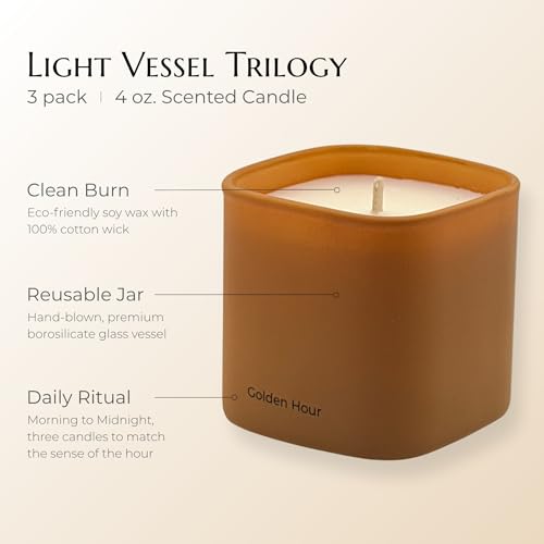 Image of Luxury Candle Gift Set - Morning, Golden Hour & Midnight Ritual Candles - 3 x 4oz Soy Candles in Gift Box | Non Toxic | Unique Gifts for Mom, Wedding Gifts | 75 Hours Total Burn Time