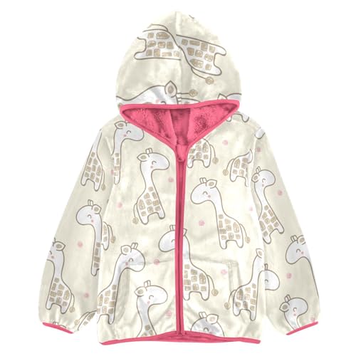 OTVEE Cute Cartoon Giraffe Kids Hoodie Jacket Fall Spring Full Zip Warm Outwear Coat