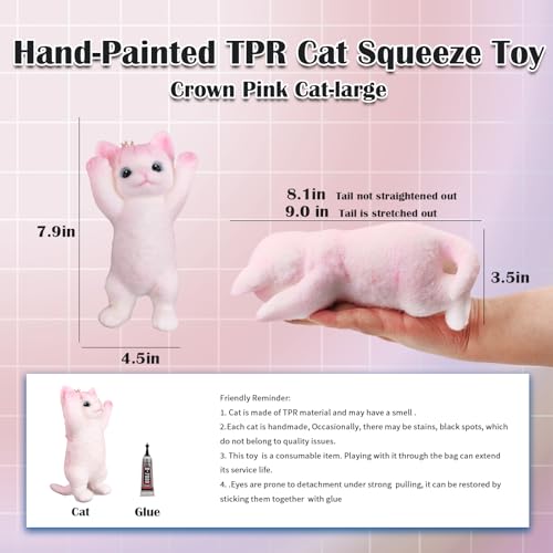 Image of Big Hand Painted Cat Squishy Toys,Large Cute Ultra Soft Kitty Squeeze Fidget Toys for Stress Relief ,Kawaii Squishies Sticky Animal Toys for Adults Kids,Decompression Sensory Balls Toys for Autism