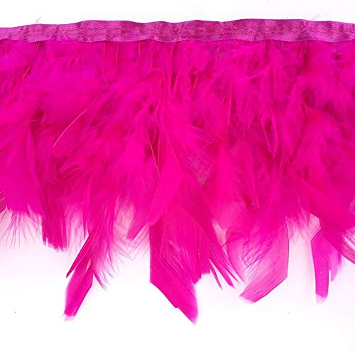 Sowder Frange en plumes de dinde pour fête, robe de mariage, couture, travaux manuels, costumes, décoration - Lot de 1,8 m(fuchsia)