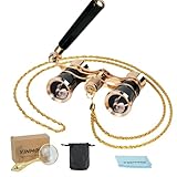 Opera Glasses 3X25 with Adjustable Handle,Chain,Magnifying Glass,BK9 Optical Prism, Mini Compact Vintage Theater Binoculars for Women Adults Kids in Opera Musical Concert-Black