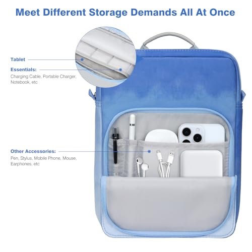Image of Dadanism 9-11 Inch Tablet Sleeve Bag Carrying Case with Shoulder Strap for iPad (A16) 11 inch, iPad 10th Gen 10.9 inch, iPad Air M4 /Pro M5 11 inch, iPad 9 /8 /7th 10.2 inch, Galaxy Tab A11+ Plus 11 inch, Blue Mist