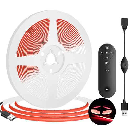 Tira LED Flexible COB 5mm 5V Dimmable con 320 LEDs/m Roja 0.5m miniatura 1