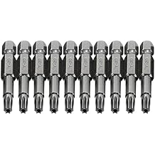 COMOK 10pcs 50mm Long 1/4 Inch Hex Shank T20 Torx Head Magnetic Screw Driver Bit Set Security Tamper Proof Star 6 Point Screwdriver Kit Tools