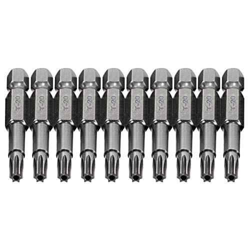 COMOK 10pcs 50mm Long 1/4 Inch Hex Shank T20 Torx Head Magnetic Screw Driver Bit Set Security Tamper Proof Star 6 Point Screwdriver Kit Tools