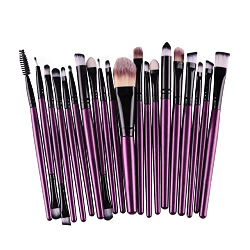 Angoily Professional Eye Makeup Brush Set 20pc Eye Shadow Brushes Makeup Brush Cosmetic Brush Set Natural Purple Rod Black Tube for Daily Use