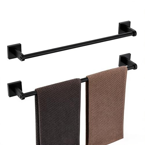 Miyili 18-Inch Matte Black Towel Bar - Rustproof Wall Mounted