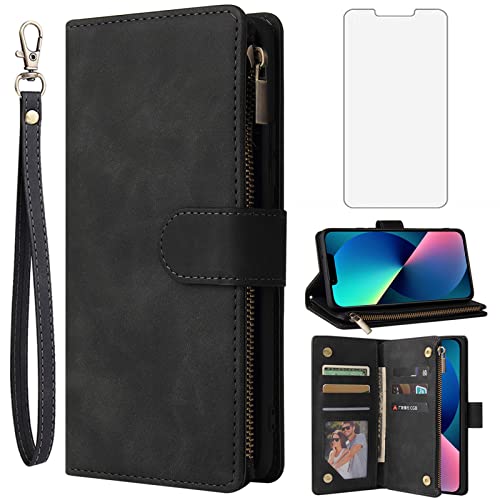 Protection écran verre trempé iPhone 13 Mini et étui porte-carte antichoc