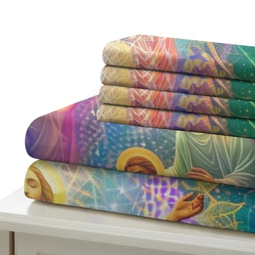 Housse de couette Jésus 3D avec fermeture éclair pour changer son lit sans effort