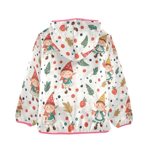 Cute Elves and Polka Dot Girls Fleece Jacket Girls Fall Jacket Girl Coats Zip Up Hoodie Children Sherpa Warm Outerwear 2-10T2