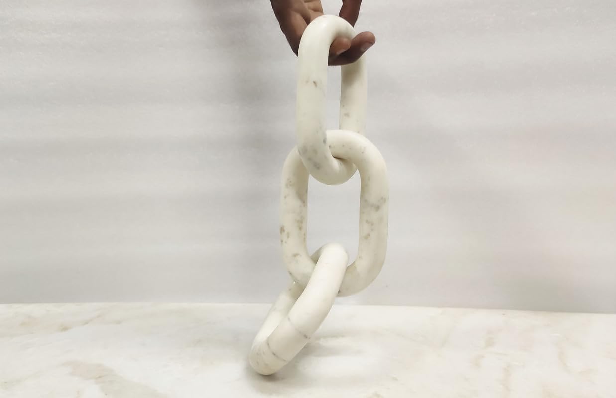 Escultura de cadena de eslabones de mármol blanco | Decoración de cadena de eslabones | Nudo de mármol | Eslabón de mármol | Decoración del hogar | Cadena de mármol | Arte de eslabones de cadena