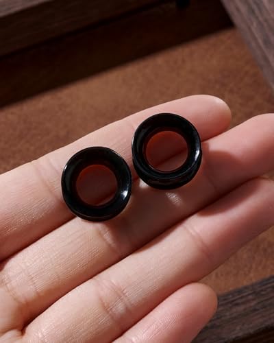 Longbeauty 2 Pcs Extra Soft Silikon Ohr Tunnel Plug Piercing Schmuck 3-25mm (Schwarz, 14mm)