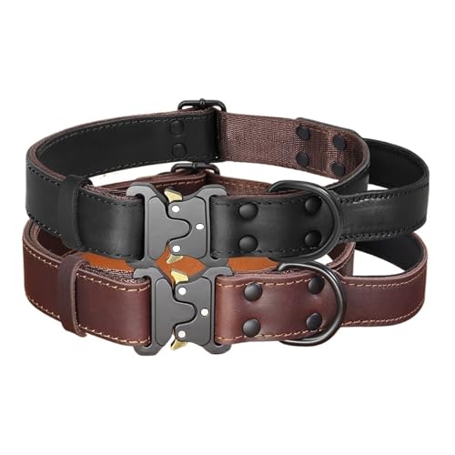 Collier pour chien en cuir haut de gamme souple et robuste avec poignée