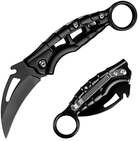 pocket knife,S.S. Folding Knife with Aluminum Handle for Outdoor, Tactical, Survival and EDC, Black