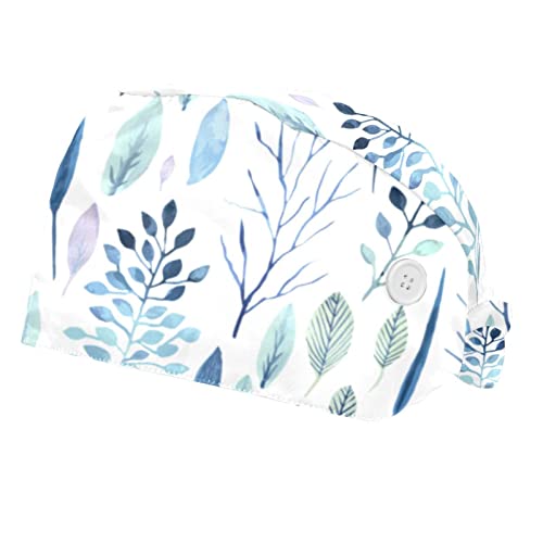 Casquettes de travail respirantes JDEZ lot de 2 chapeaux bouffants anti-transpiration feuilles